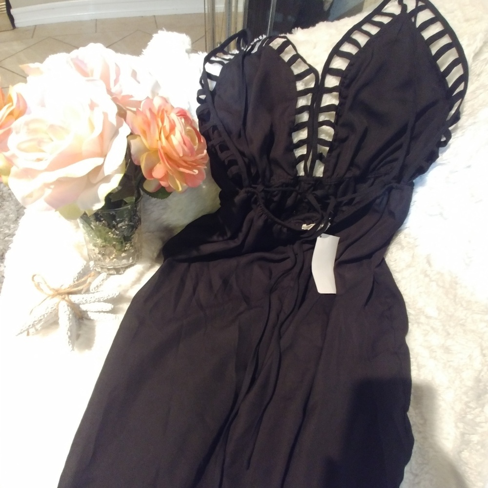 San Joy Black Jumpsuit Pants Romper Large - Picture 5 of 8